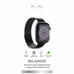 Puro Milanese Ruostumaton teräs Apple Watch ranneke 38/40/41mm - Musta