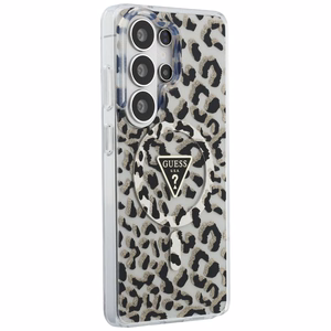 Guess IML Leopard Print Triangle MagSafe -suojakuori Samsung Galaxy S26 Ultra -puhelimelle, musta