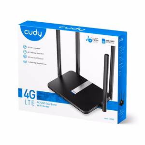 Cudy LT500 langaton reititin Fast Ethernet kaksikaistainen (2.4 GHz / 5 GHz) 4G musta