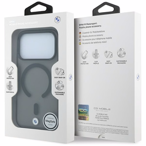 BMW Sign Frosted IML & MetalL Logo MagSafe suojakuori mallille iPhone 17 Pro Max / 18 Pro Max – musta