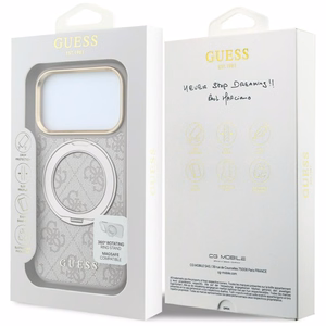 Guess Ring Stand 360 4G Classic Logo MagSafe suojakuori malleille iPhone 17 Pro Max / 18 Pro Max, vaaleanpunainen