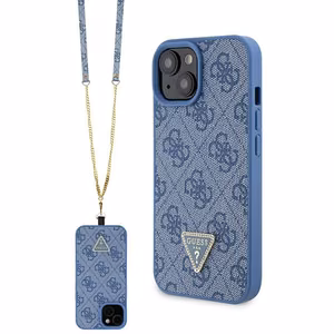 Guess GUHCP15SP4TDSCPB iPhone 15 6,1 sininen/sininen kovakuori Crossbody 4G Metal Logo