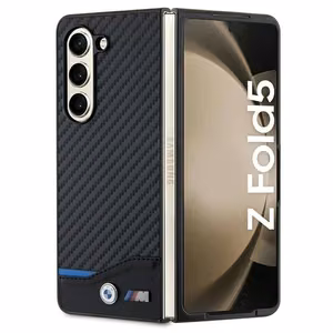 BMW Nahkainen Carbon Suojakuori Samsung Galaxy Z Fold 5:lle - musta