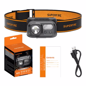 Superfire HL23 otsalamppu, 220 lm, USB-C, varavirtalähde