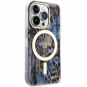 Guess GUHMP14LHLEOPWB iPhone 14 Pro 6.1 sininen/sininen suojakuori Leopard MagSafe