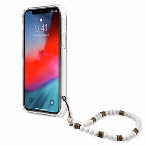 Guess GUHCP12LKPSWH iPhone 12 Pro Max 6.7" läpinäkyvä kovakotelo Valkoinen helmi