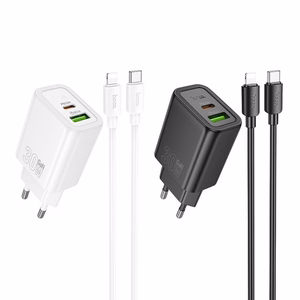 Laturi Hoco N63 + USB-C (Type-C) - Lightning -kaapeli (1xUSB-C; 1xUSB 30W) musta