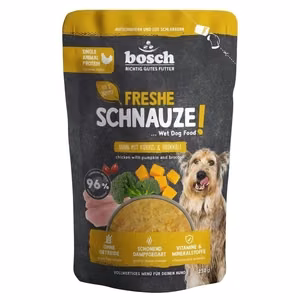 Bosch Frische Schnauze Chicken, Pumpkin & Broccoli – yksiproteiininen koirien märkäruoka, 250 g