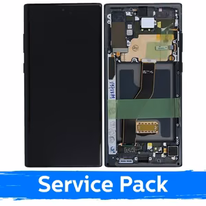 LCD-näyttö yhteensopiva Samsung N975 Note 10 Plus kehyksellä / Aura Black / (Service Pack)