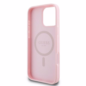 Guess Peony Script Logo MagSafe Suojakuori iPhone 16 Pro:lle - vaaleanpunainen