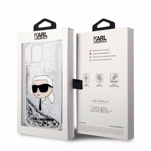 Karl Lagerfeld KLHCP14MLNKHCH iPhone 14 Plus 6.7" hopeinen/hopeinen kovakuori Glitter Karl Head