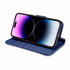 iCarer lompakko asia 2in1 kansi iPhone 14 Pro Max nahka Flip Case Anti-RFID sininen (WMI14220728-BU)