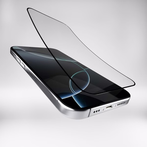 Puro Flexible Glass D3O Hybridilasi mustalla kehyksellä iPhone 16 Pro:lle