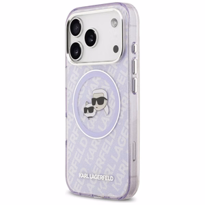 Karl Lagerfeld IML Glitter Karl & Choupette Heads Logo MagSafe -suojakuori iPhone 17 Pro - violetti