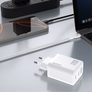 Dudao A29 65 W GaN seinälaturi 2 x USB-C + 1 x USB-A - valkoinen