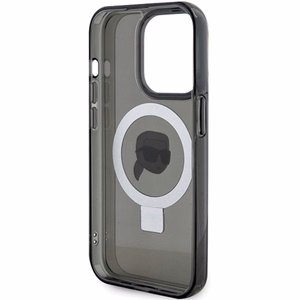 Karl Lagerfeld KLHMP15XHMRSKHK iPhone 15 Pro Max 6.7 musta/musta kovakuori Ring Stand Karl Head MagSafe