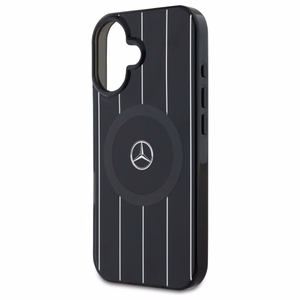 Mercedes MB Double Layer Crossed Lines MagSafe Suojakuori iPhone 16:lle - musta