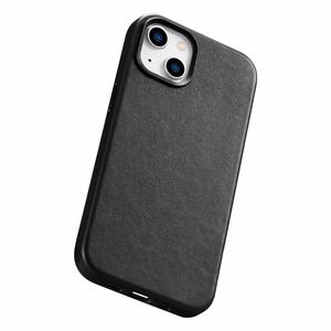 iCarer Case Nahkakotelo iPhone 14 Plus -puhelimelle aito nahkakotelo musta (yhteensopiva MagSafe)