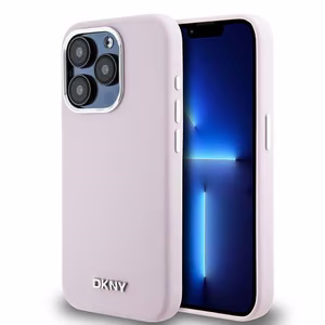 DKNY Liquid Silikoninen Small Metal Logo MagSafe Suojakuori iPhone 14 Pro:lle - vaaleanpunainen