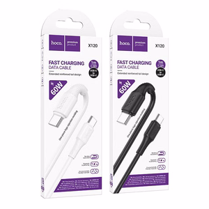 Kaapeli USB-C - USB-C Hoco 3A 60W 1 m X120 valkoinen