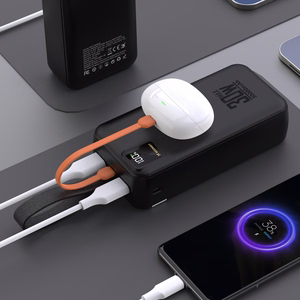 Wozinsky W8-W 30000 mAh 30W varavirtalähde, 2x USB-A, USB-C, taskulampulla, musta