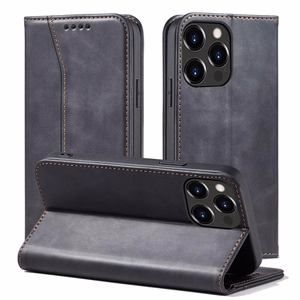 Magneetti Fancy Case Kotelo iPhone 13 Pro Max pussi lompakko kortinhaltija Musta