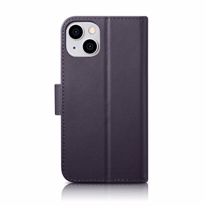 iCarer Lompakko Kotelo 2in1 Kotelo iPhone 14 Nahka Flip Cover Anti-RFID Tumman violetti (WMI14220725-DP)