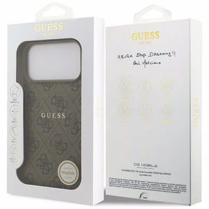 Guess 4G Ring Classic Logo MagSafe suojakuori iPhone 17 Pro Max:lle - ruskea