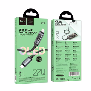 Hoco U148 datakaapeli digitaalisella näytöllä USB C - Lightning PD 27W 1,2 m musta