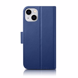 iCarer Lompakko Kotelo 2in1 Cover iPhone 14 Plus Anti-RFID Nahka Flip Case Sininen (WMI14220727-BU)