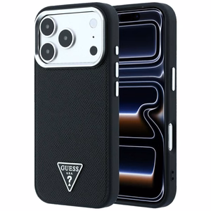 Guess Grained Triangle Logo MagSafe-suojakuori iPhone 17 Pro Max / 18 Pro Max -malleille, musta