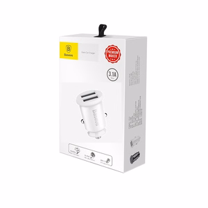 Baseus auton laturi Grain 2x USB 3,1A valkoinen