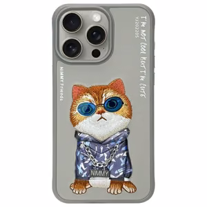 Nimmy Glasses Cool Cat Suojakuori iPhone 15 Pro Max:lle - harmaa