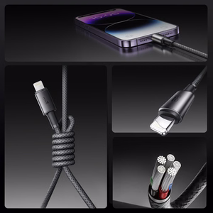 Joyroom S-A50 Unlimited Series 3A USB-A - Lightning -kaapeli magneettisella kaapelinorganisaattorilla 1,2 m - harmaa