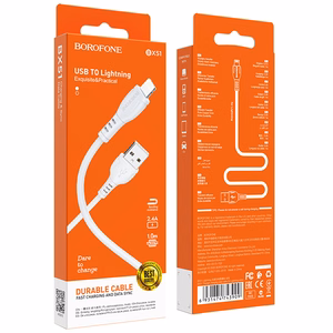 Borofone Kaapeli BX51 Triumph - USB - Lightning - 2,4A 1 metri valkoinen