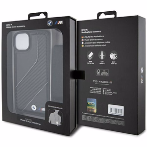 BMW M Edition Carbon Stripe & Hihna Suojakuori iPhone 15 Plus / 14 Plus:lle - musta