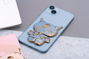 Phone stand DOLL - stick-on - blue