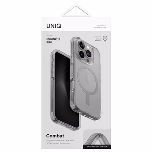 Uniq Combat kotelo iPhone 16 Pro 6.3" Magclick latauksella - harmaa / kivenharmaa