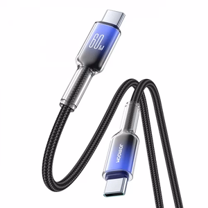 Joyroom S-A42 Crystal-Clear Series 60W USB-C - USB-C -kaapeli 1,2 m - musta