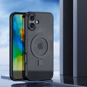 Dux Ducis Aimo Mag kotelo MagSafella ja jalustalla iPhone 16 - musta