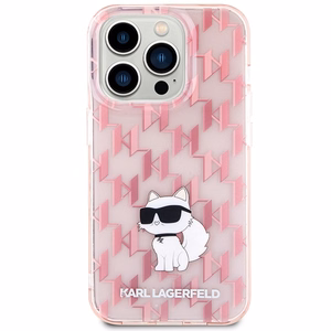 Karl Lagerfeld Monogram Choupette Suojakuori iPhone 15 Pro Max:lle - vaaleanpunainen