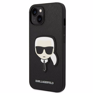 Karl Lagerfeld Saffiano Karl's Head Patch Case iPhone 14 Plus - musta