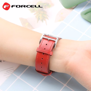 Ranneke Apple Watch Forcell F-Design FA20 rei'itetty ympäristöystävällinen nahka 42 / 44 / 45 / 49 mm punainen