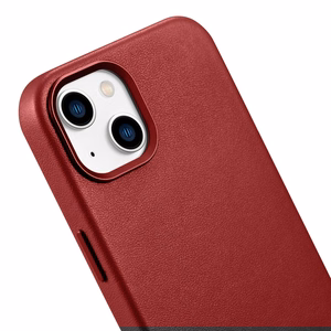iCarer Case Leather case cover made of natural leather for iPhone 14 Plus red (compatible with MagSafe)
