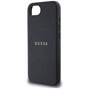 Guess HC MagSafe PU Grained Gold Ring suojakuori iPhone 16e:lle - musta