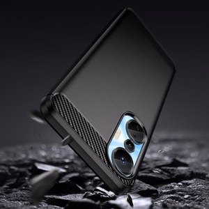 Carbon Case joustava silikoninen hiilikuitusuojakuori Infinix Hot 20S:lle musta