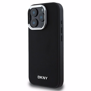 DKNY Plain Hopeinen Logo MagSafe iPhone 16 Pro:lle Suojakuori - Musta