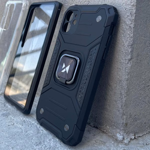 Wozinsky Ring Armor tapauksessa iPhone 14 panssaroitu kansi magneettinen haltija rengas punainen