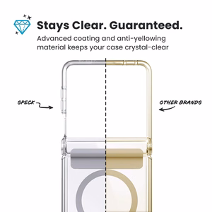 Speck Presidio Perfect-Clear Magnet – MagSafe-suojakuori Samsung Galaxy Z Flip 8:lle (läpinäkyvä)