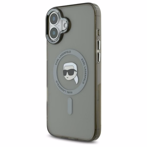 Karl Lagerfeld IML Metal Karl Head MagSafe iPhone 16 Plus Suojakuori - Musta